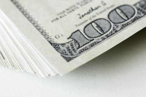closeup of hundred dollar bills
