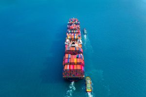 aerial view container cargo ship sea